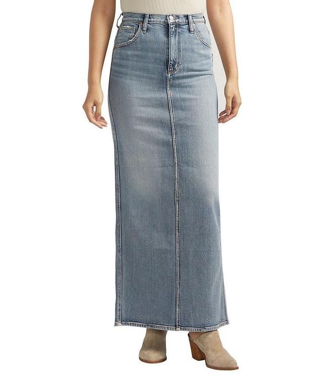 Silver Jeans Co. High Rise Power Stretch Denim Column Maxi Skirt Product Image