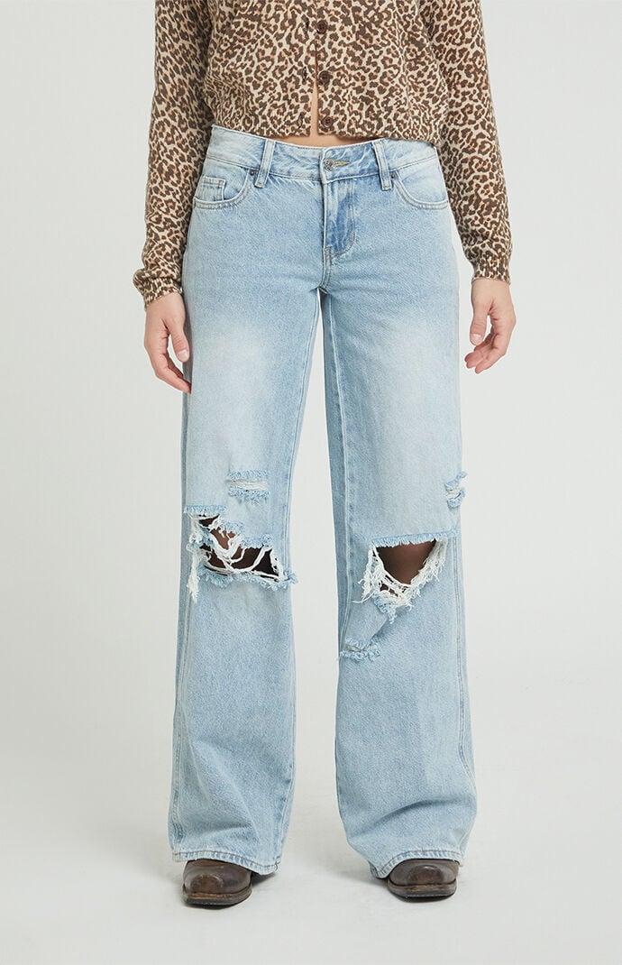 Women's Casey Ripped Knee Low Rise Baggy Jeans - Product Image