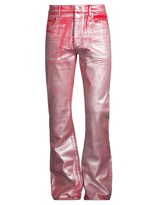 Mens P004 Metallic Foil Flared Jeans Product Image