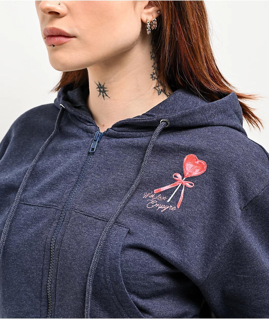 Empyre With Love Blue Crop Zip Hoodie Product Image