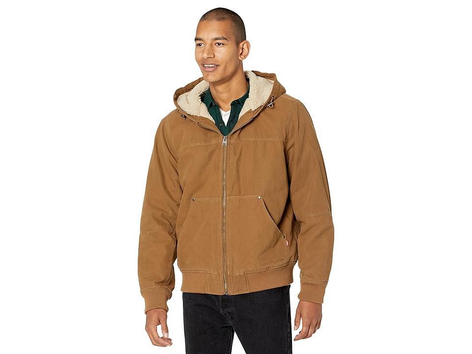 Levi's(r) Cotton Canvas Hooded Utility Jacket with Sherpa Lining Men's Clothing Product Image