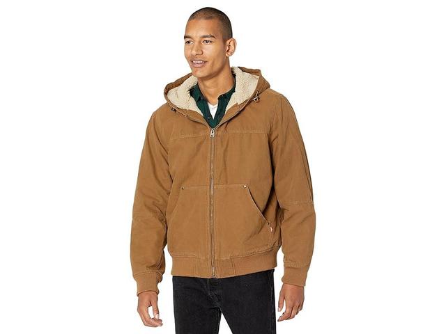 Levi's(r) Cotton Canvas Hooded Utility Jacket with Sherpa Lining (Brown) Men's Clothing Product Image