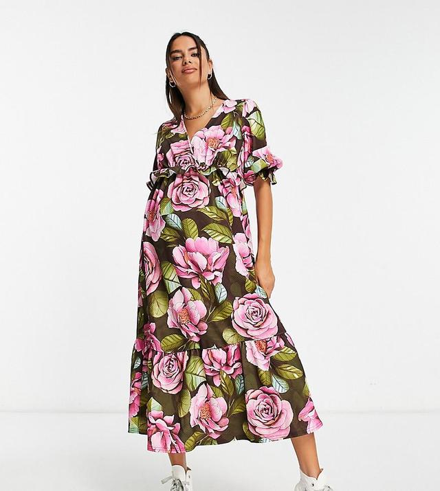 River Island Maternity floral print smock midi dress Product Image