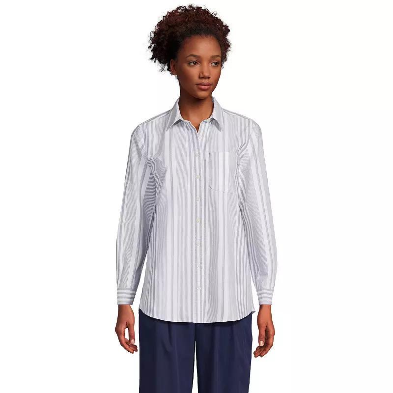 Petite Lands End Long Sleeve Button-Down Oxford Shirt, Womens Product Image