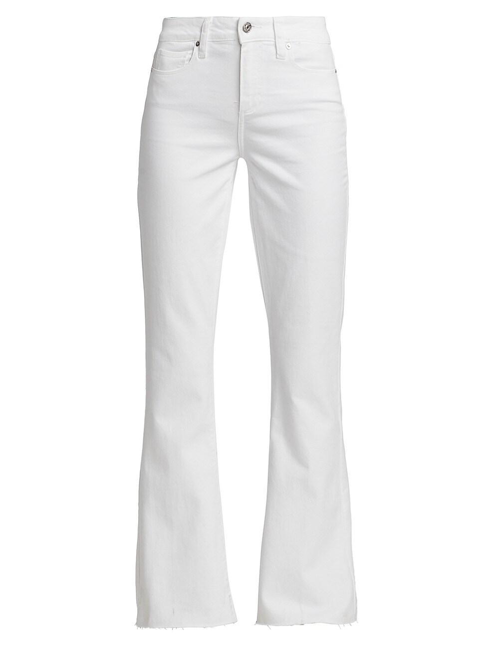 Paige High-Rise Laurel Canyon 32 w/ Raw Hem in Crisp White (Crisp White) Women's Jeans Product Image