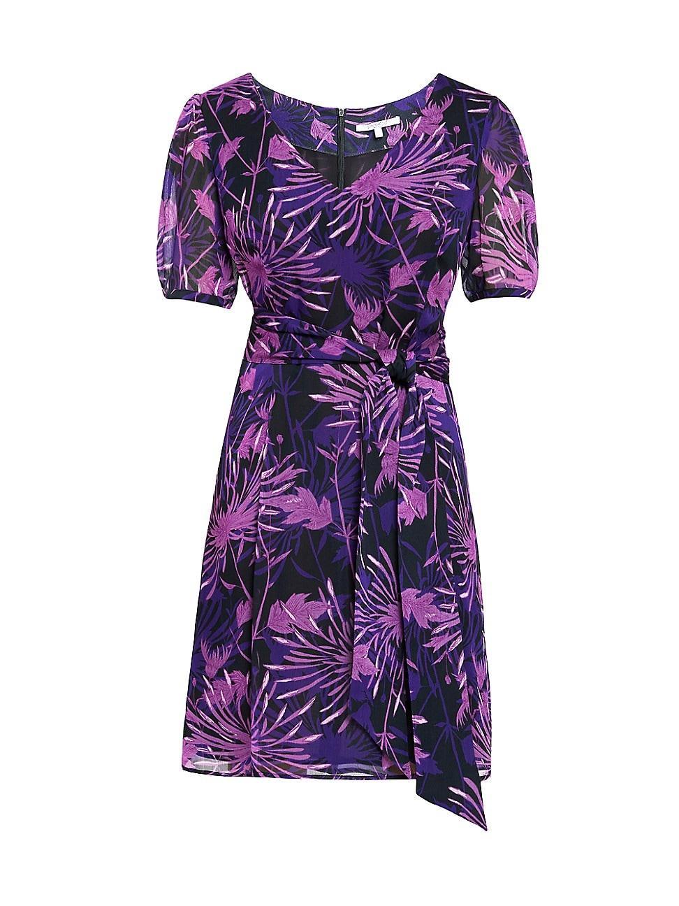 Womens Floral Crinkle Georgette Minidress Product Image