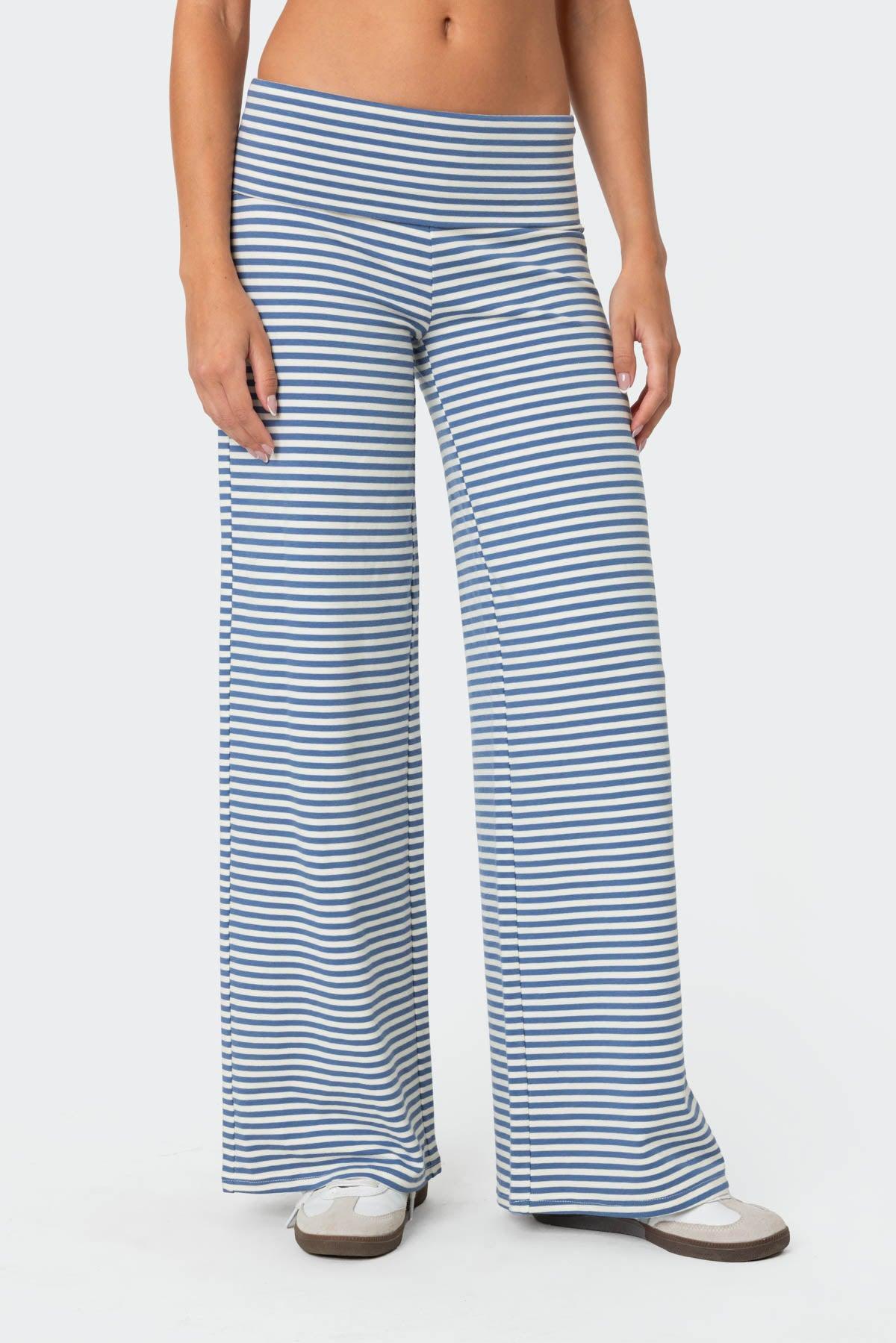 Lilah Striped Fold Over Pants Product Image