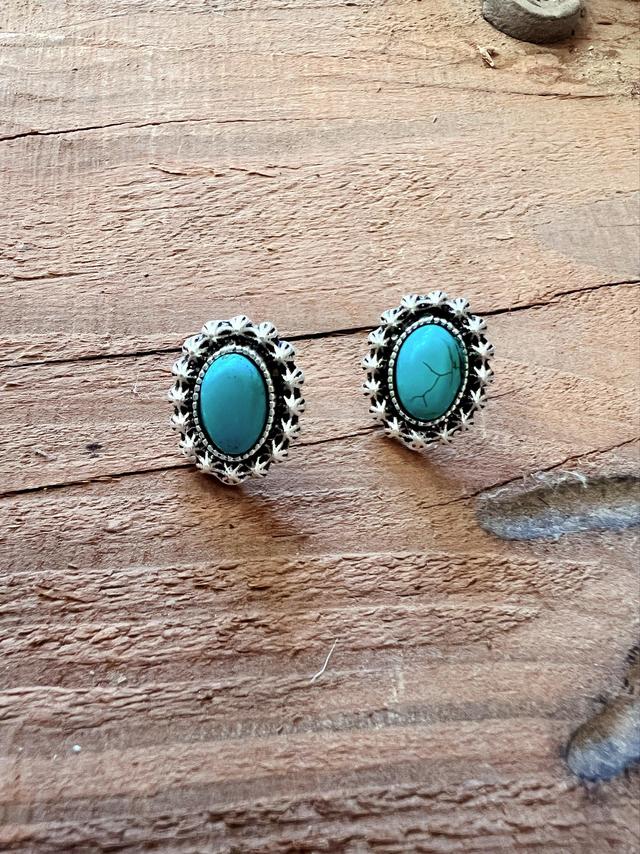 Oval Turquoise Stone Post Earrings Product Image