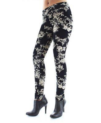 MeMoi Womens Velvet Abstract Floral Cotton Blend Leggings Product Image