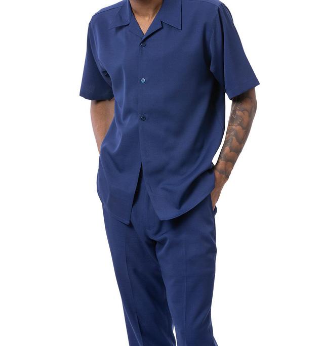 Solid Navy Walking Suit 2 Piece Short Sleeve Set Product Image