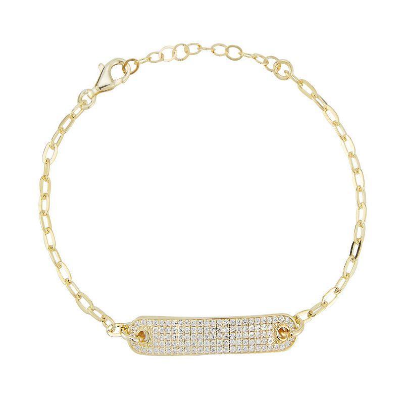 Sunkissed Sterling Cubic Zirconia Bar Chain Bracelet, Womens Gold Tone Product Image