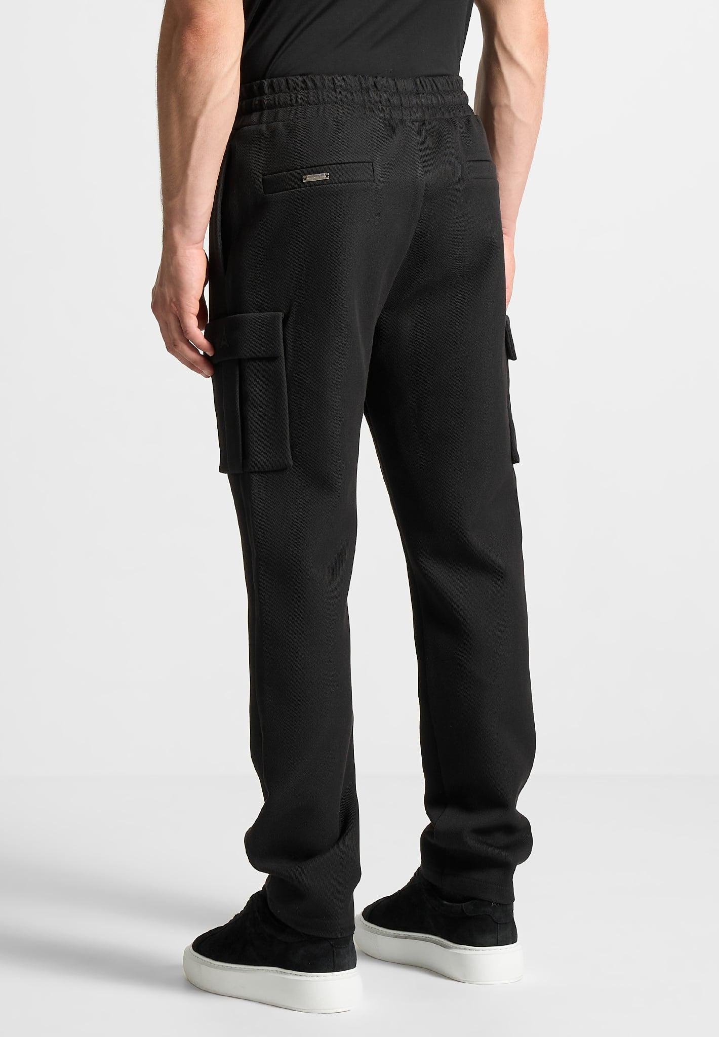 Twill Cargo Regular Fit Pants - Black Male Product Image