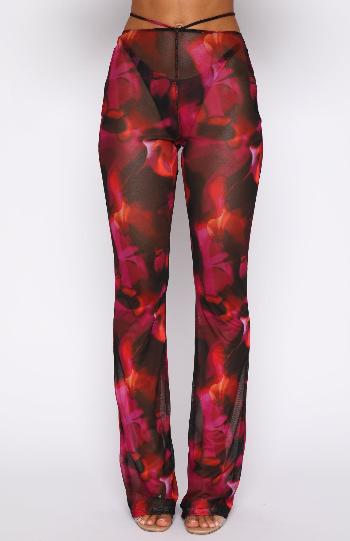 Rhythm Of The Night Pants Pink Flame Print Product Image