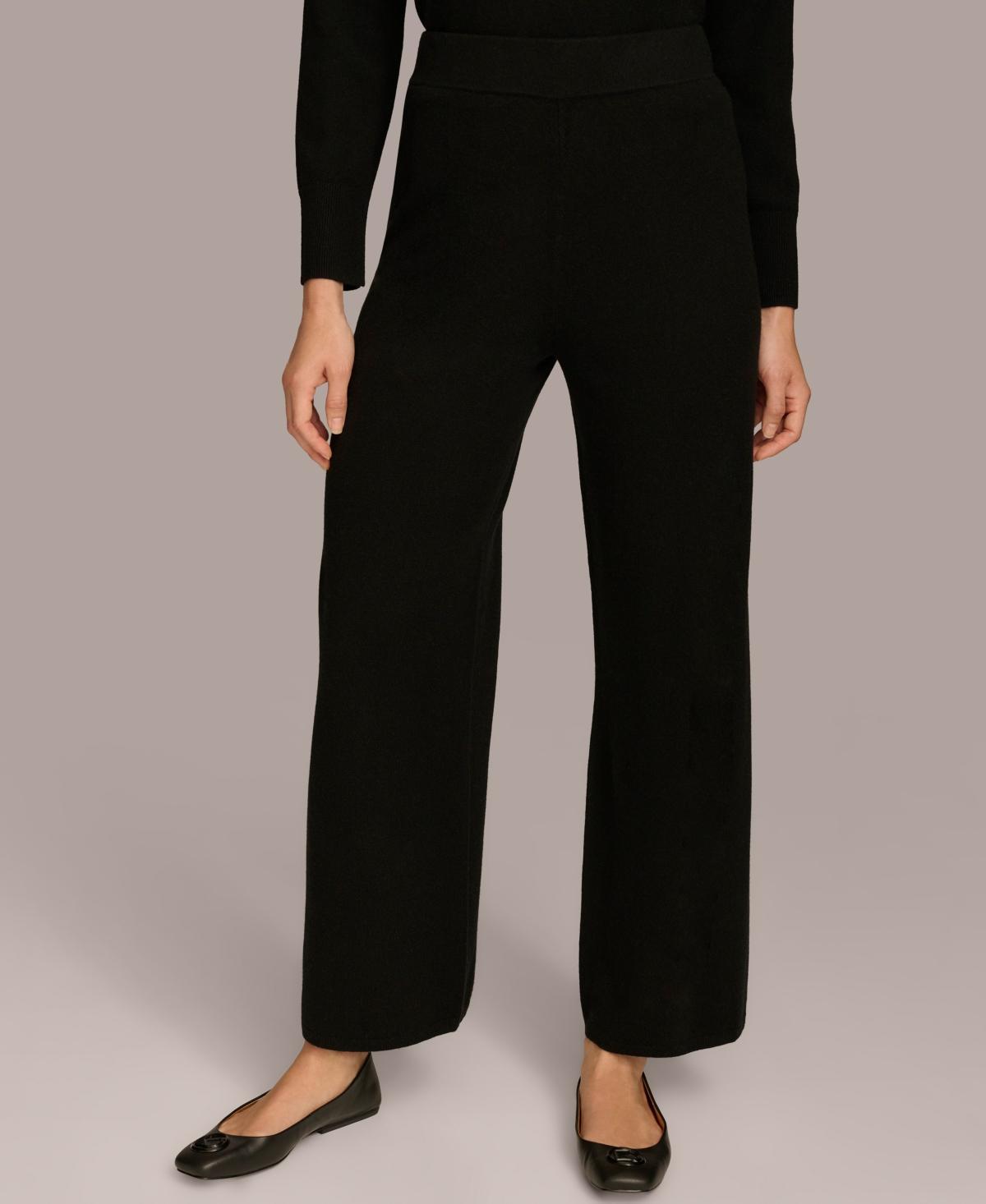 Donna Karan New York Womens Cashmere-Blend Wide-Leg Pants Product Image