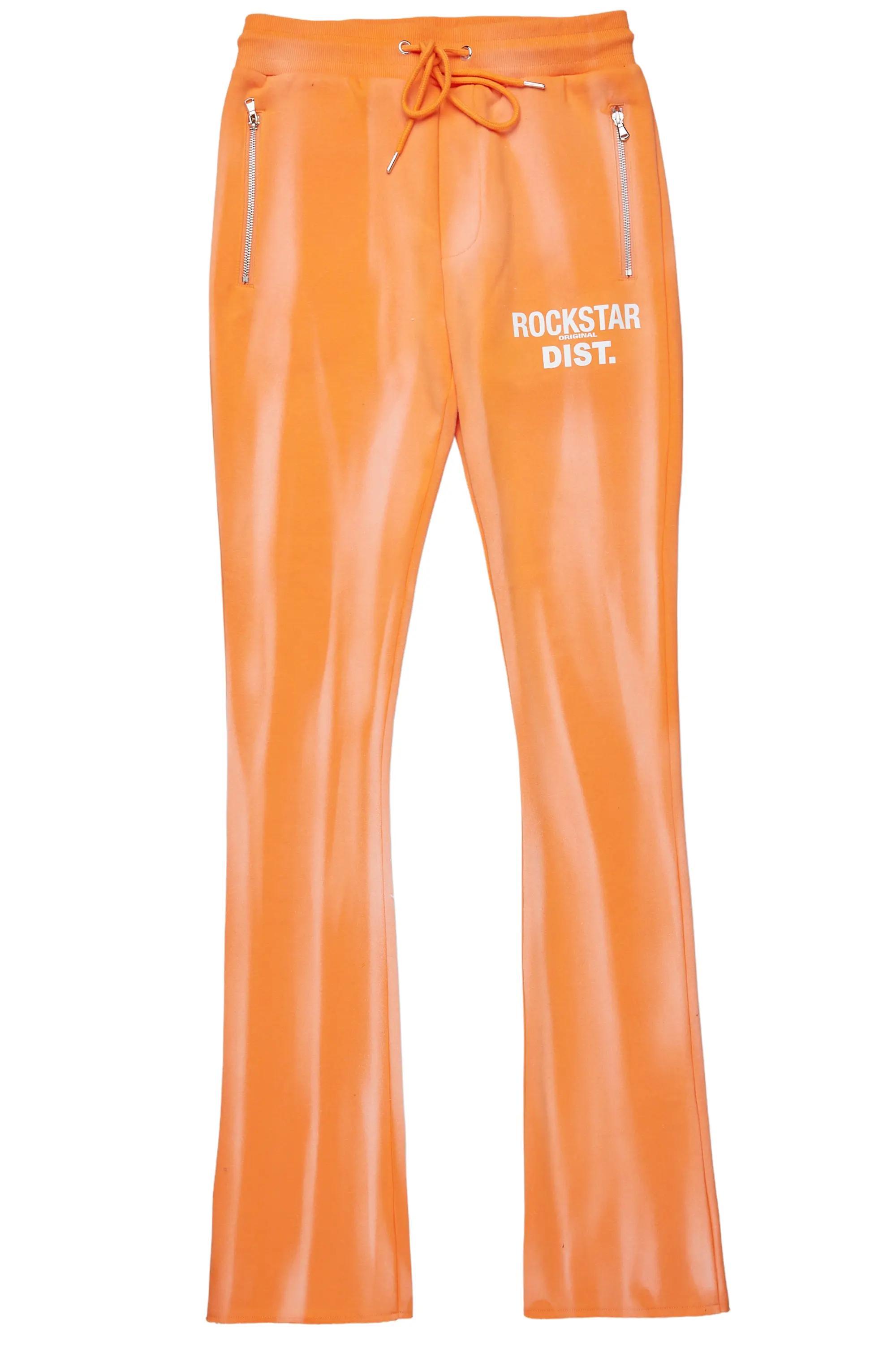 Firoz Orange Graphic Stacked Flare Pant Male Product Image