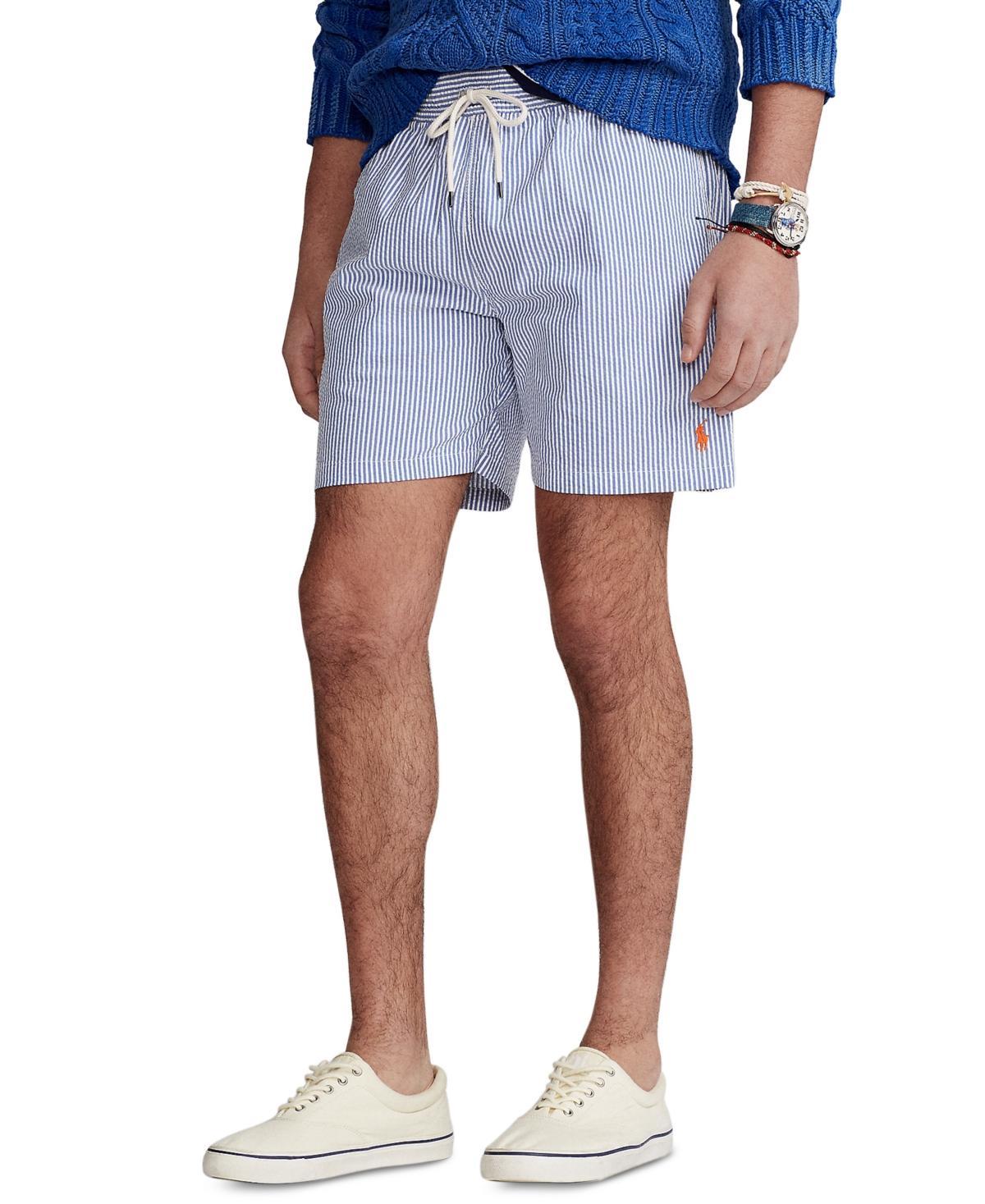 Mens Striped Cotton Swim Shorts Product Image