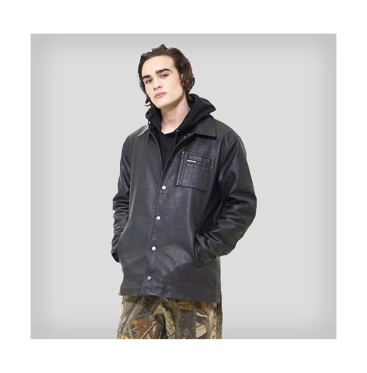 Mens Faux Leather Coach Jacket Product Image