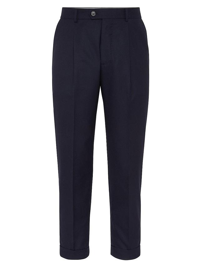 Mens Lightweight Hopsack Leisure Fit Trousers With Pleats Product Image