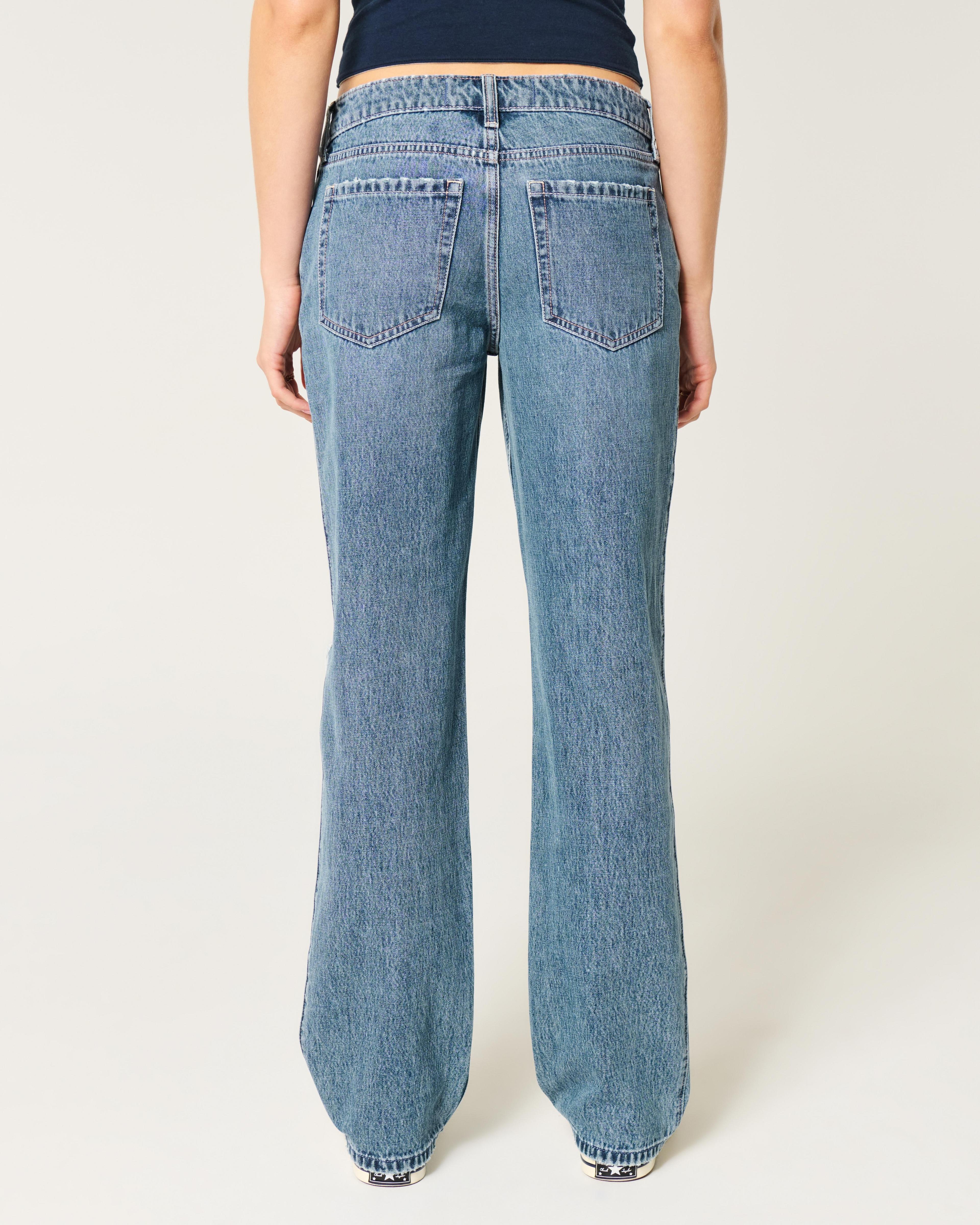 Low-Rise Distressed Medium Wash Loose Jeans Product Image