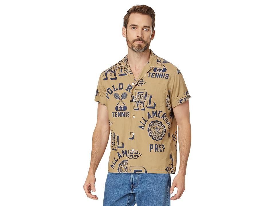 Mens Graphic Cotton & Linen-Blend Camp Shirt Product Image