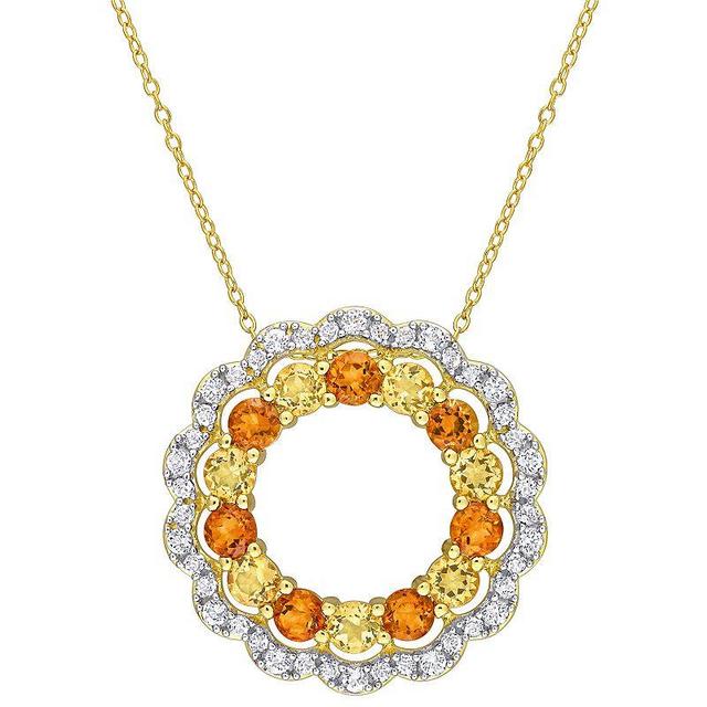 Stella Grace 18k Gold Over Silver Citrine, Madeira Citrine & White Topaz Floral Halo Pendant Necklace, Womens Orange Product Image