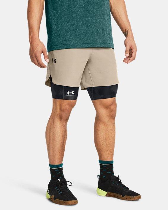 Under Armour Mens Under Armour Peak Woven Shorts - Mens Timberwolf Taupe/Black Product Image