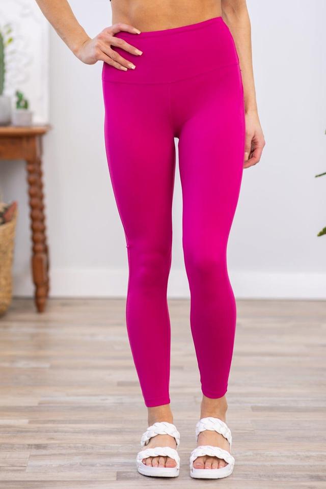 Hot Pink Wide Waistband Leggings Product Image