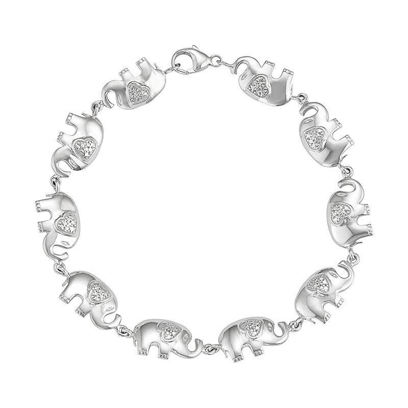 Jewelexcess Sterling Silver Diamond Accent Elephant Bracelet, Womens White Product Image