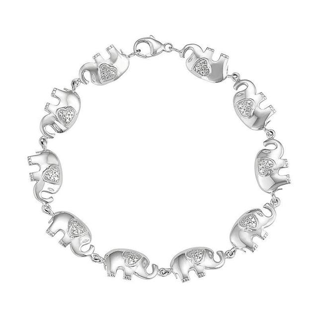 Jewelexcess Sterling Silver Diamond Accent Elephant Bracelet, Womens White Product Image