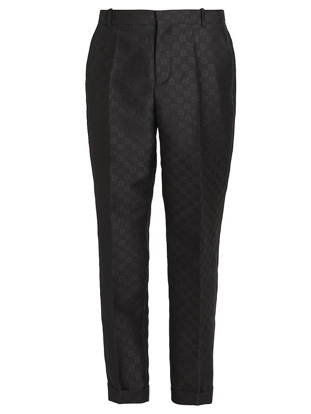 Mens Jacquard Logo Wool-Blend Straight-Leg Suit Pants Product Image