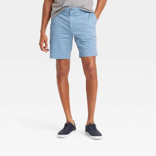 Mens Every Wear 9 Slim Fit Flat Front Chino Shorts - Goodfellow & Co Blue 28 Product Image