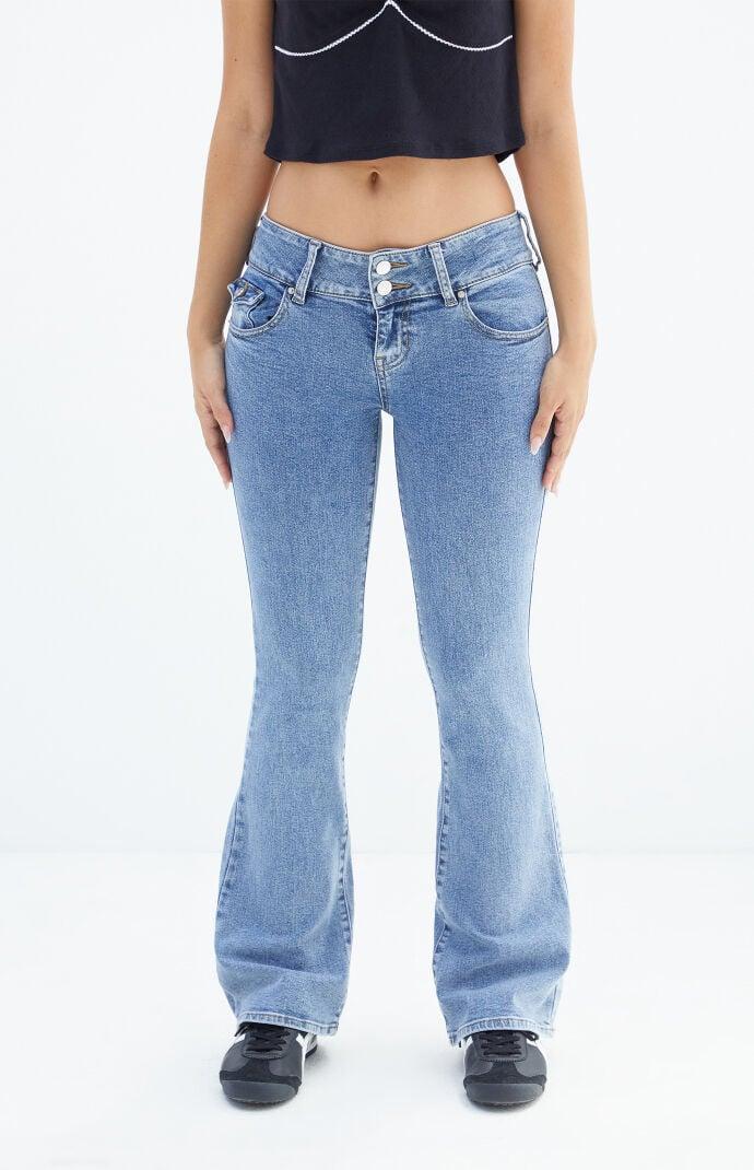 Women's Stretch Dark Indigo Low Rise Bootcut Jeans Product Image