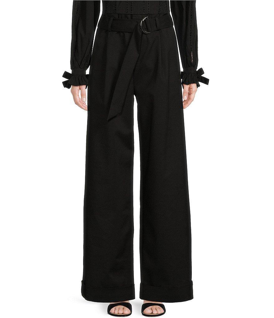 Gibson & Latimer Wide Leg Pleated Front High Waisted Belted Pants Product Image