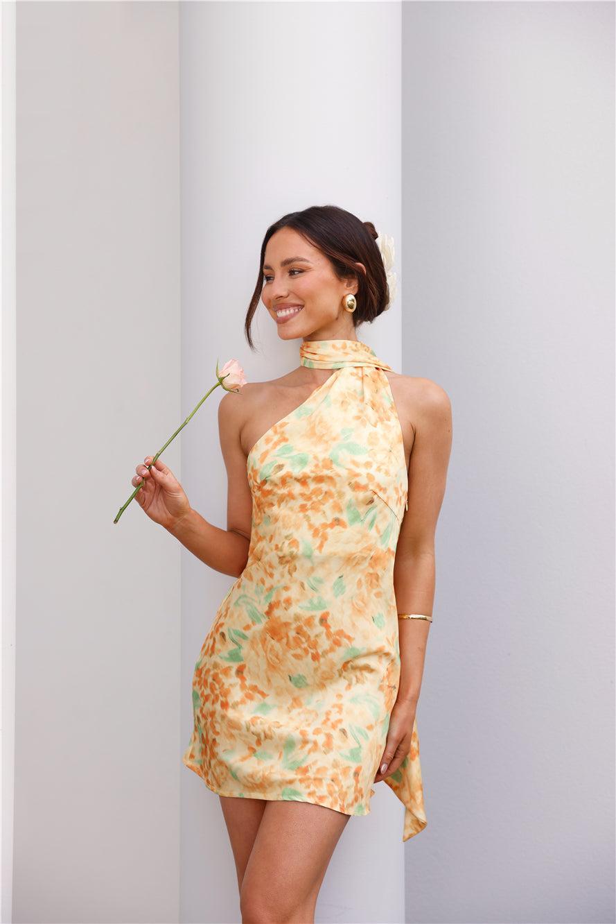 Luxe Arrival Satin Mini Dress Yellow Product Image