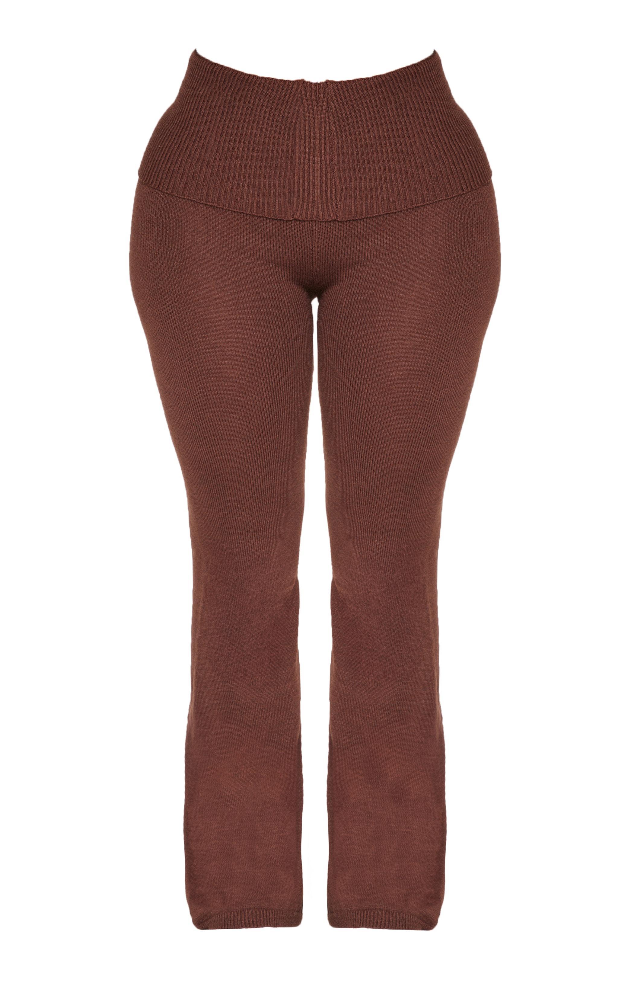 Shape Chocolate Knitted Flare Pants Product Image