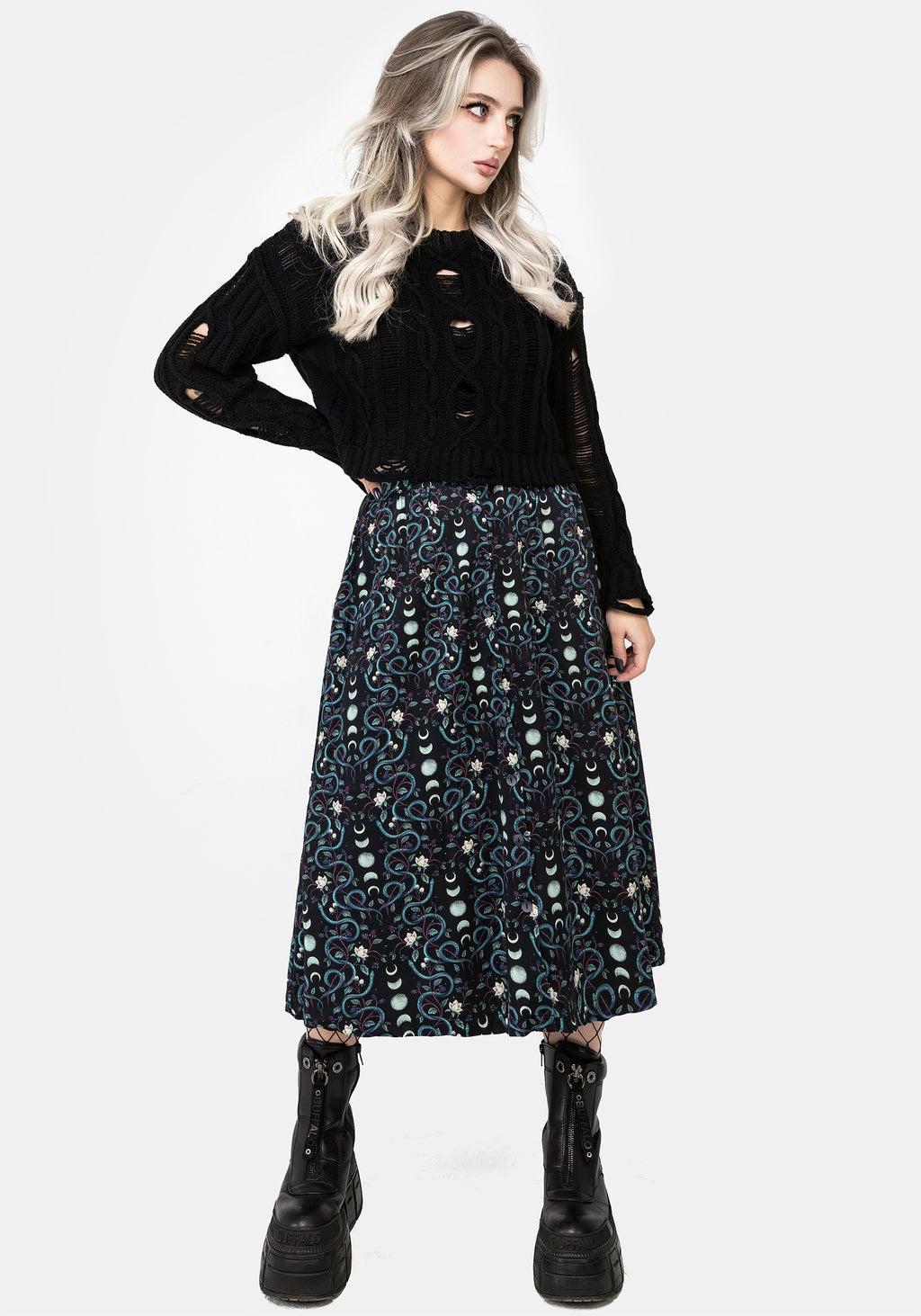 Pythia Print Button Up Midi Skirt Product Image