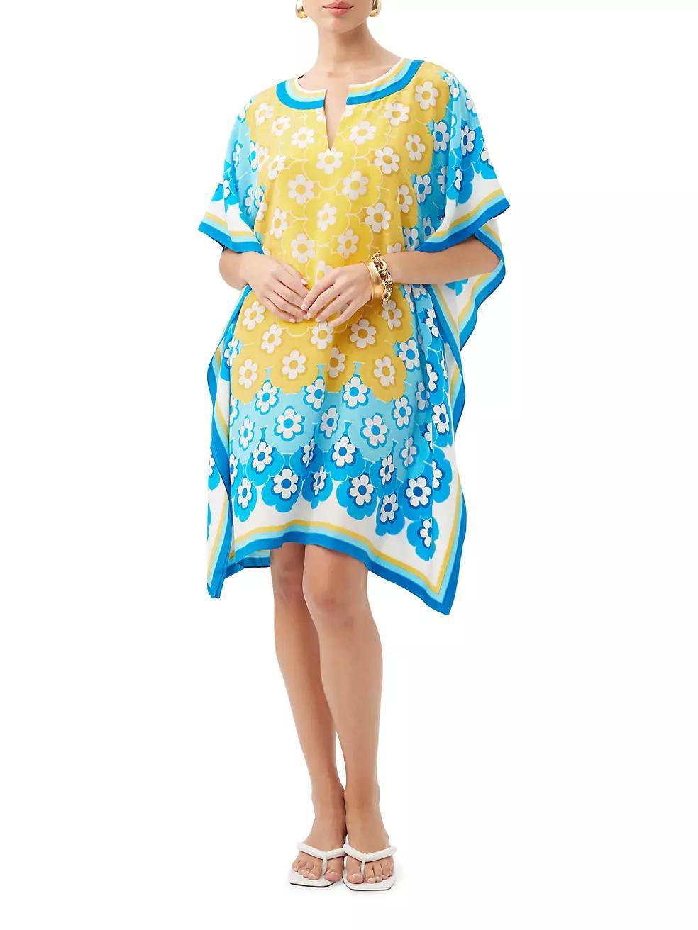 Theodora Floral Silk Caftan Dress Product Image