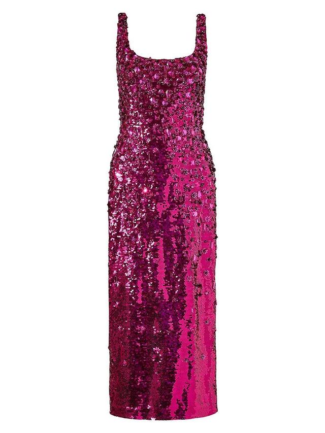 Womens Sequined Scoopneck Midi-Dress Product Image