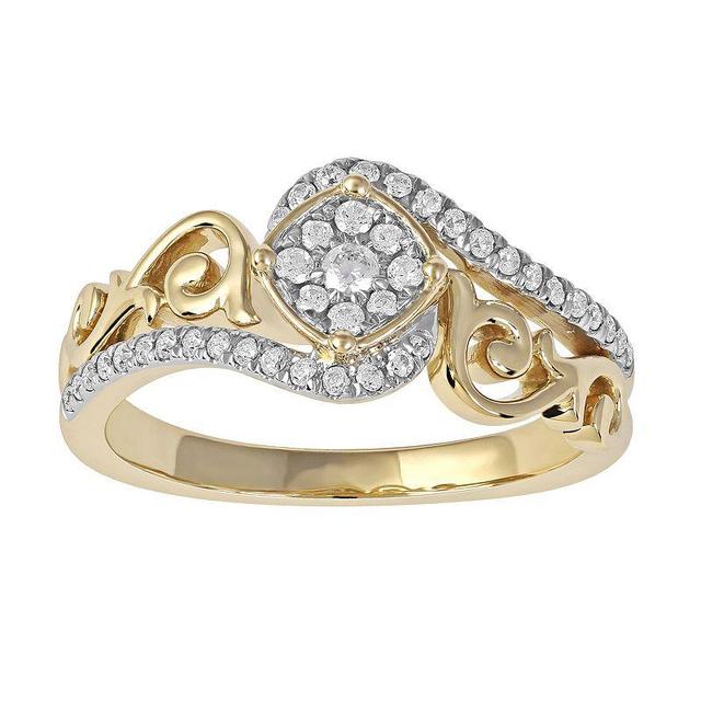 DeCouer Sterling Silver 1/4 Carat T.W. Diamond Bypass Promise Ring, Womens Gold Tone Product Image