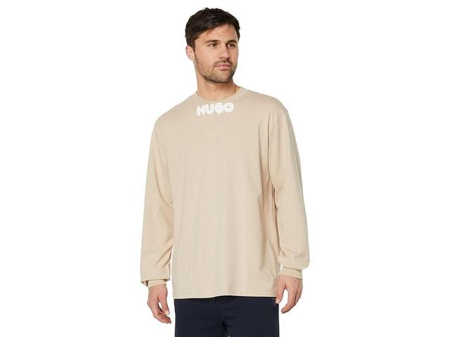 BOSS Dotopaxi Sprayed Logo Long Sleeve Shirt (Sandy Dune) Men's Clothing Product Image