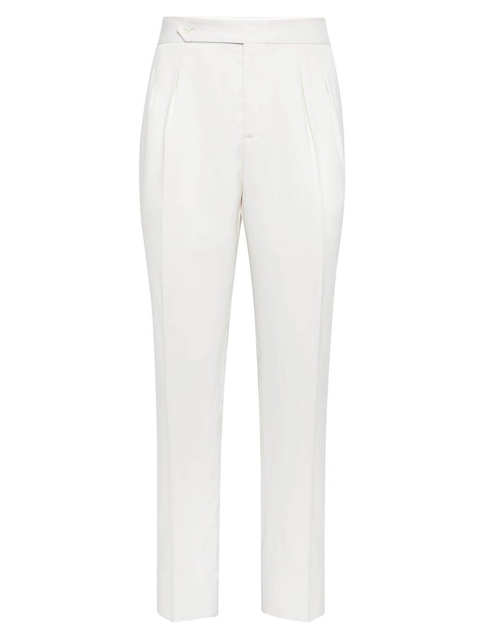 Mens Dlav Silk Twill Tuxedo Trousers with Double Pleats Product Image