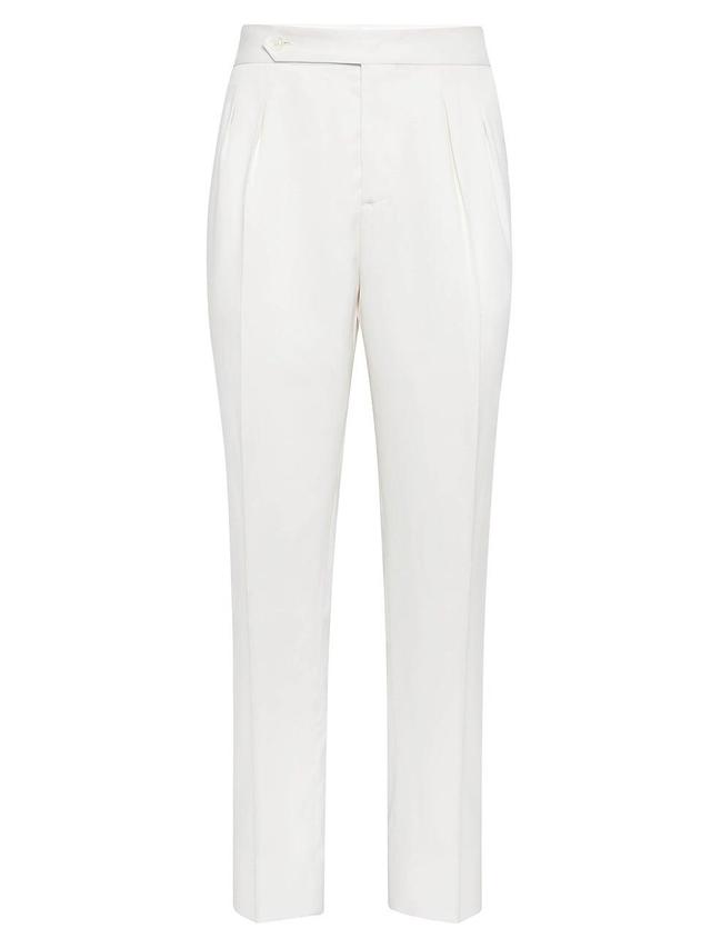 Mens Dlav Silk Twill Tuxedo Trousers with Double Pleats Product Image