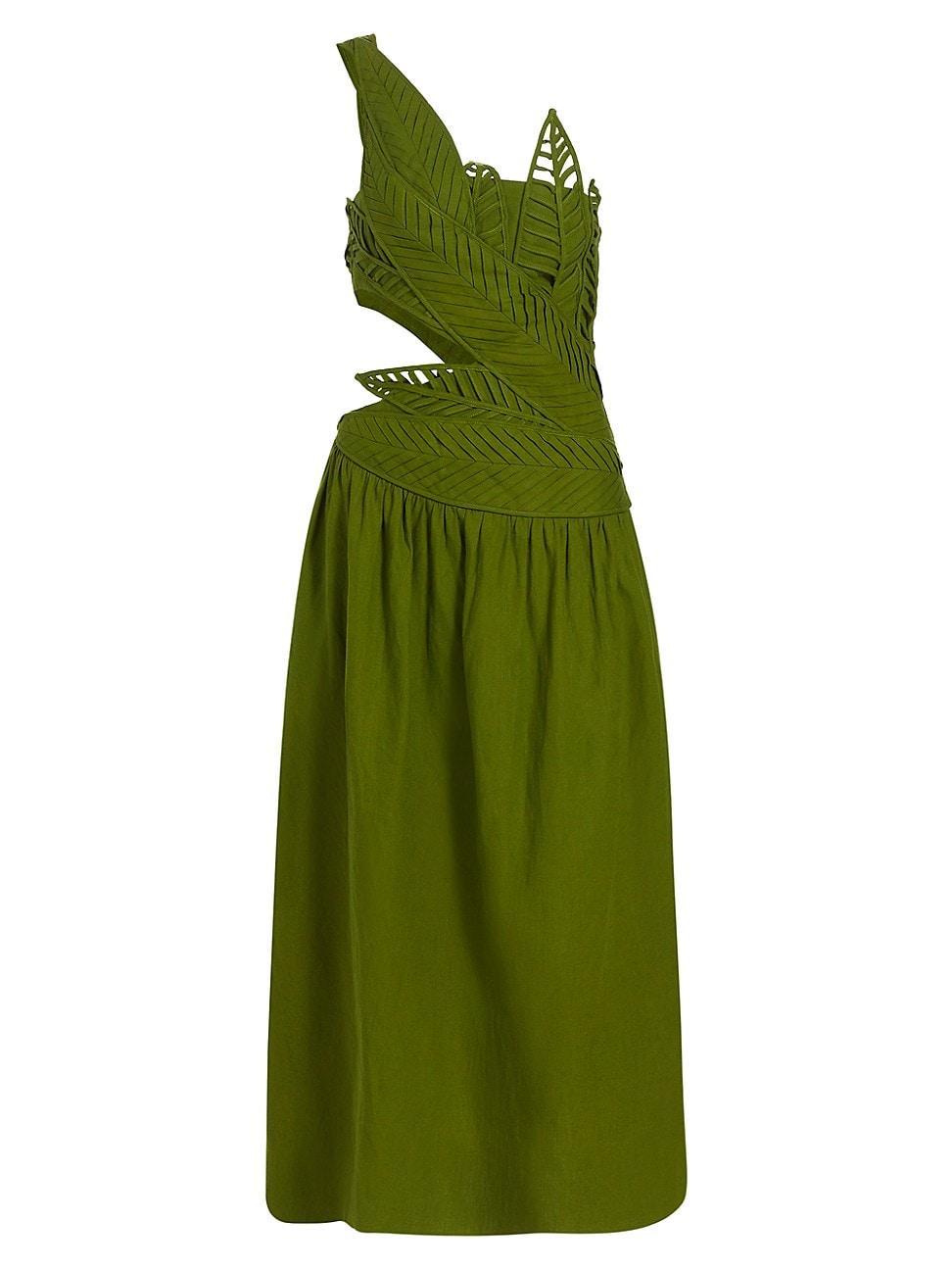 Womens Leaves Cut-Out Midi-Dress Product Image