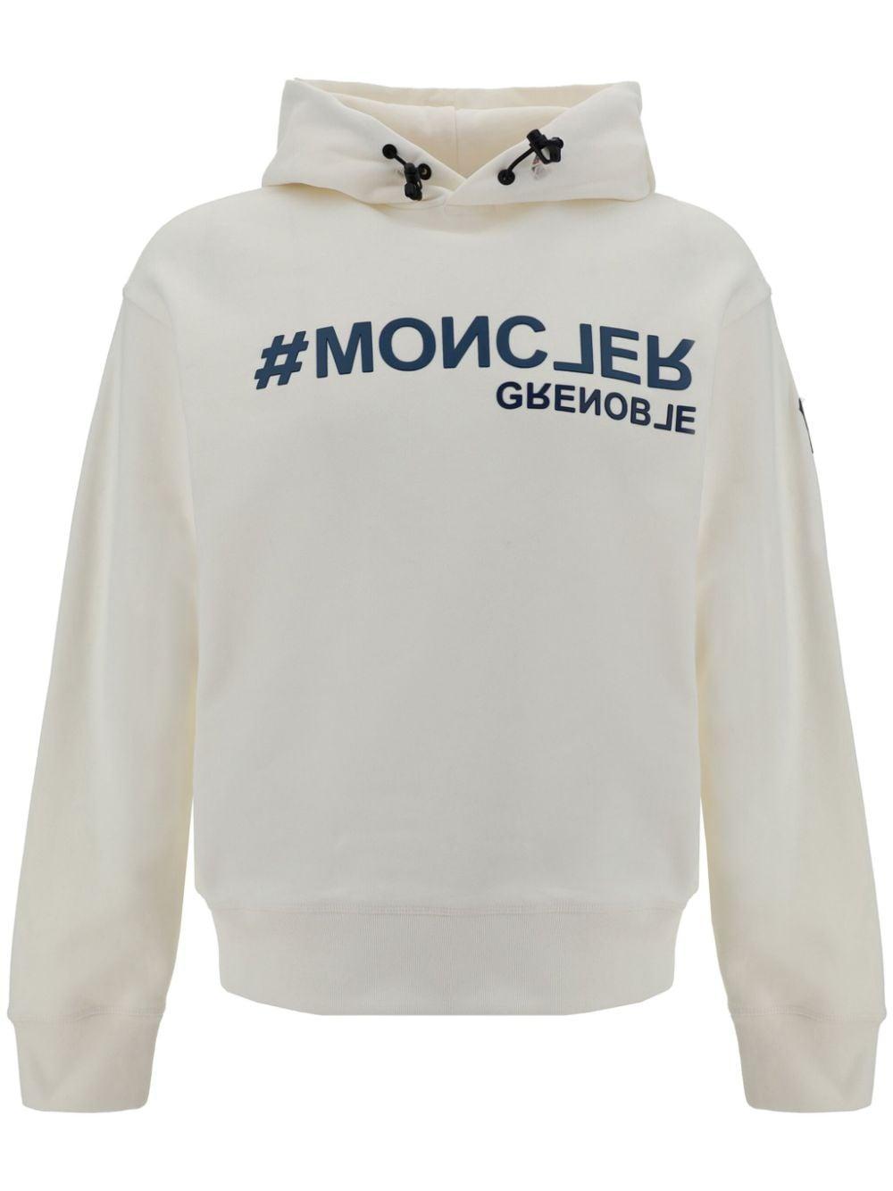 Logo-print Cotton Hoodie In White Product Image