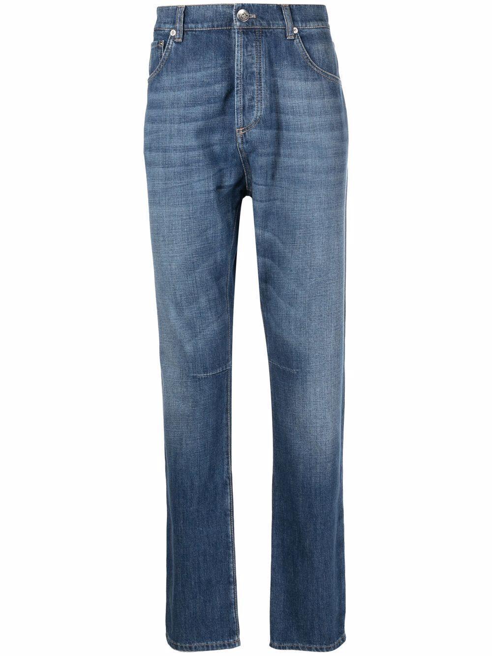 BRUNELLO CUCINELLI Monkey Wash 5-pocket Straight Jeans In Blue Product Image