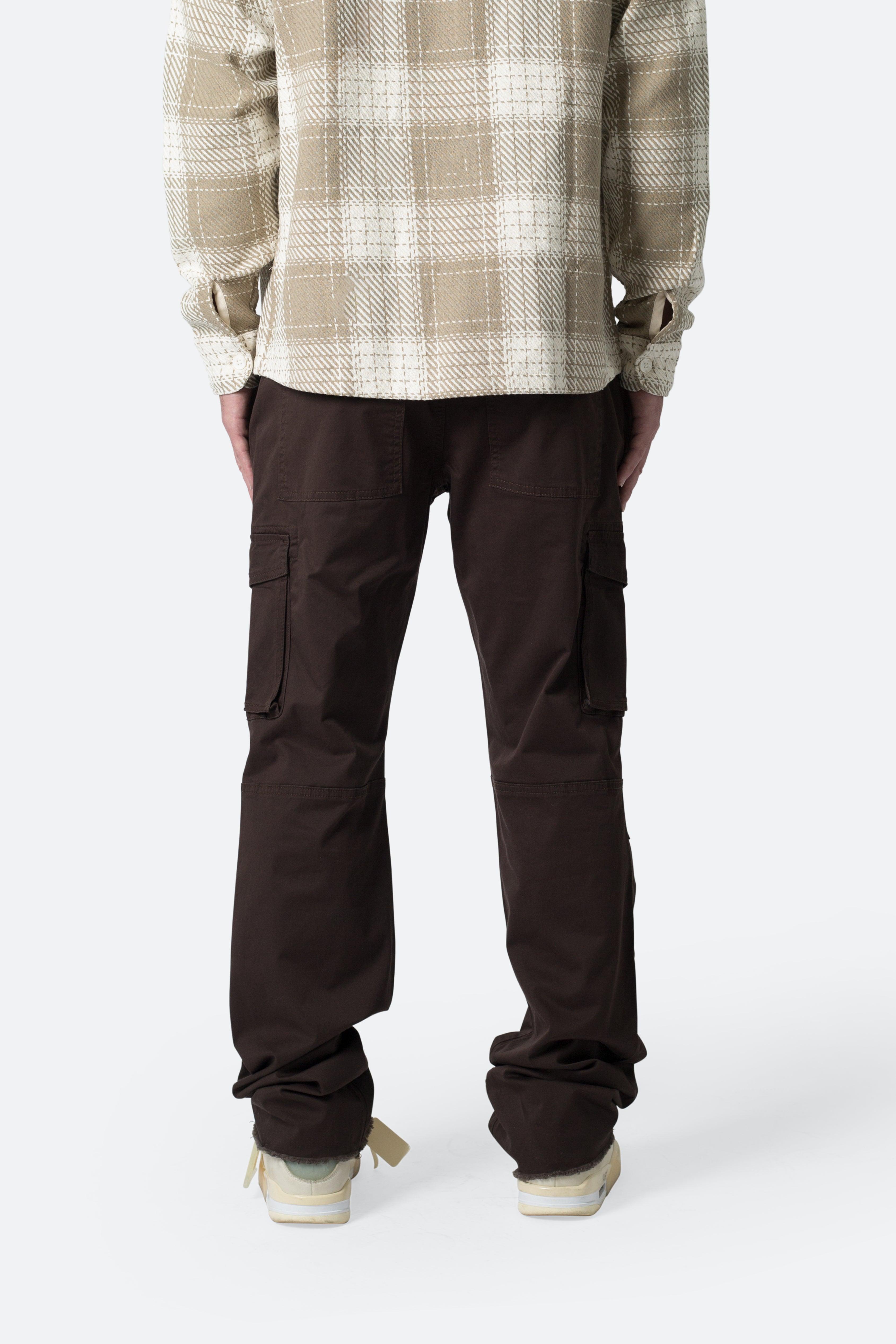 Paneled Zipper Cargo Pants - Brown Product Image