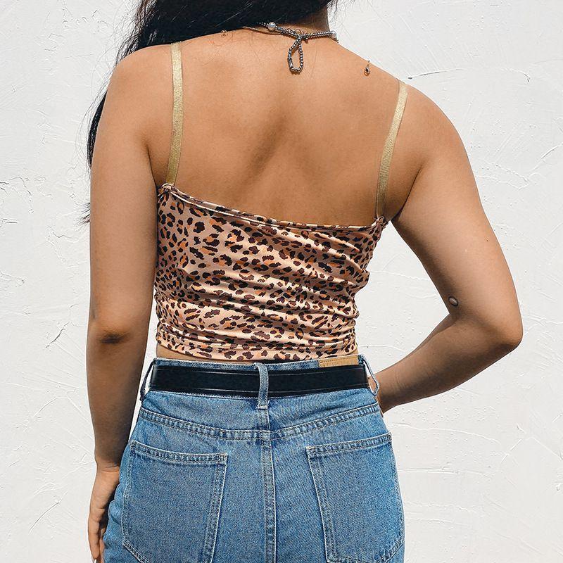 Leopard Print Lace Trim Cropped Camisole Top Product Image