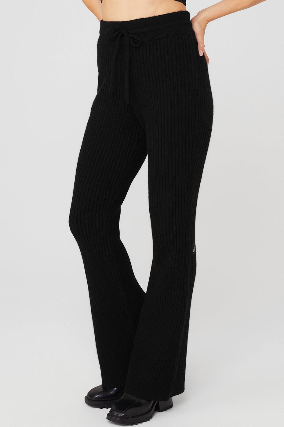 Cashmere Ribbed High-Waist Winter Dream Flare Pant - Black Female Product Image