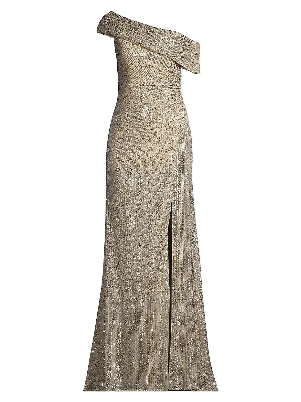 Womens Asymmetric Sequined Gown Product Image