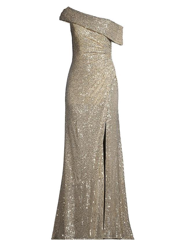 Mac Duggal Metallic One-Shoulder Evening Gown Product Image